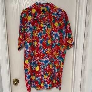 Vibrant Red Floral Hawaiian Shirt